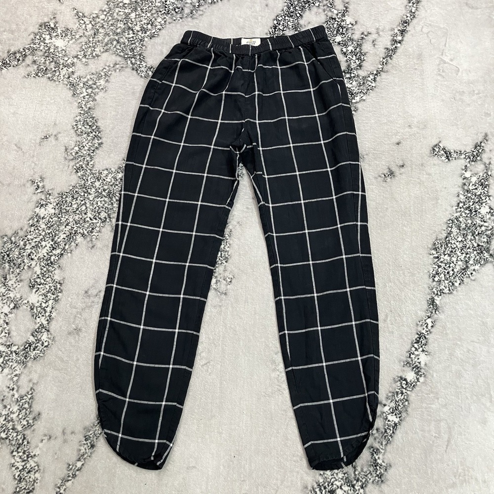 Marine Layer Women's Size XS Black White Windowpane Plaid Pull On Jogger Pants